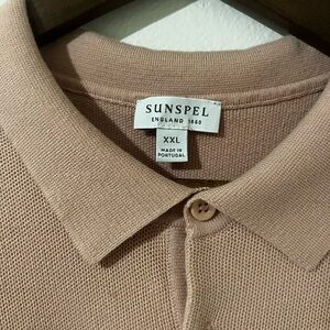 Sunspel knit polo 2XL soft pink